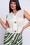 Yvette cream knit sleeveless top