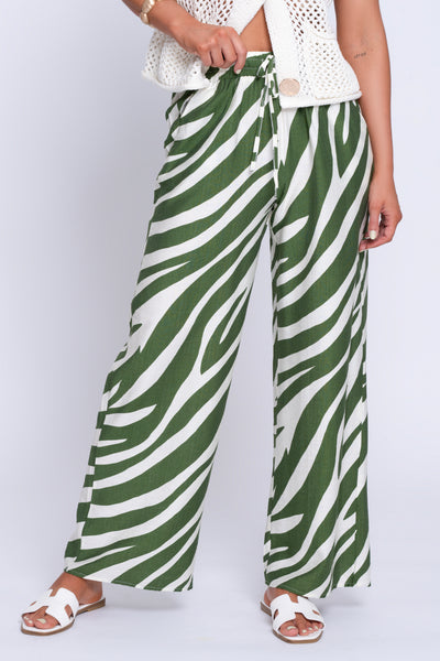 Tropics green patterned wide leg pants