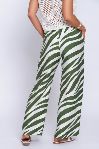 Tropics green patterned wide leg pants