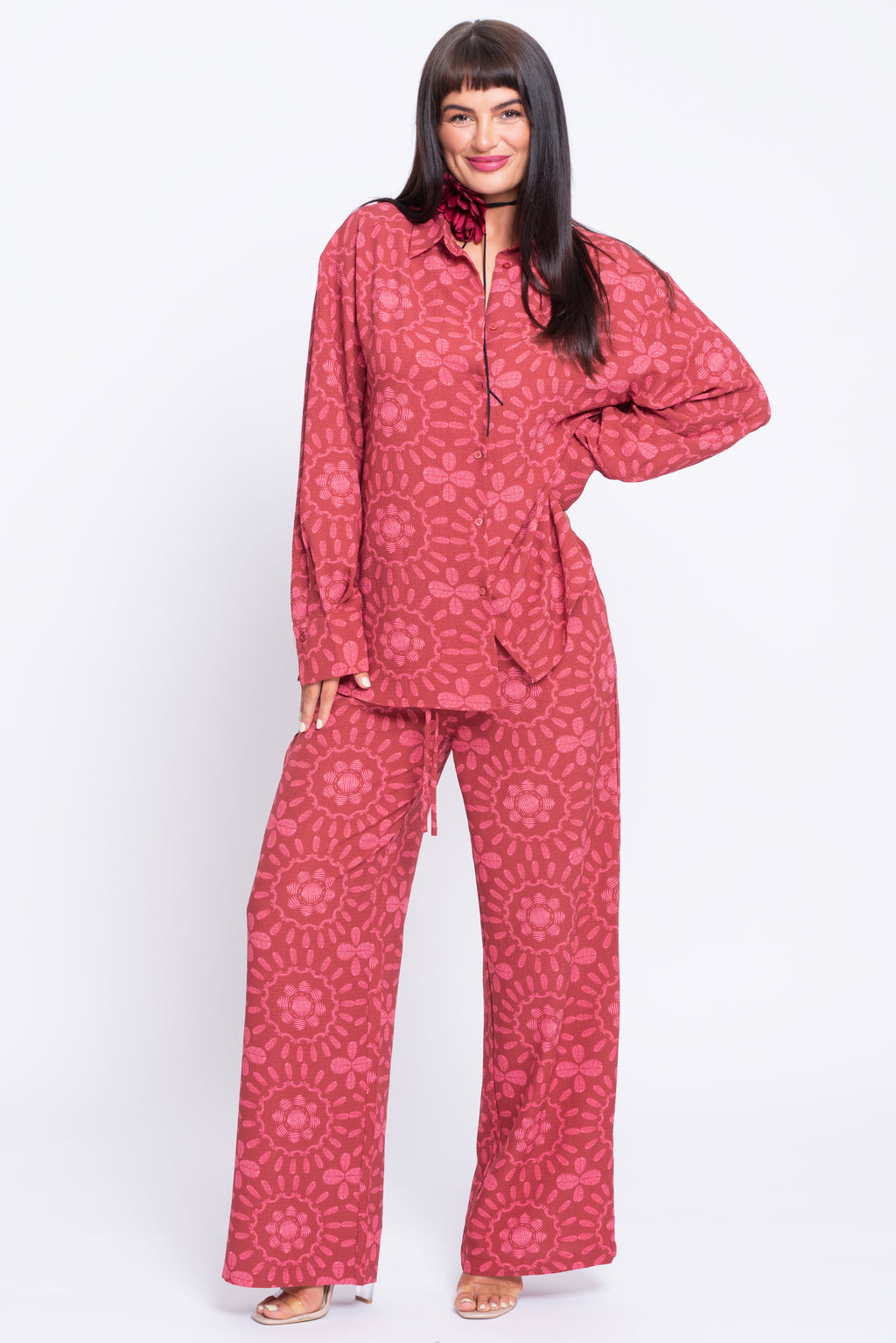 Rosalee pink shirt and trouser set