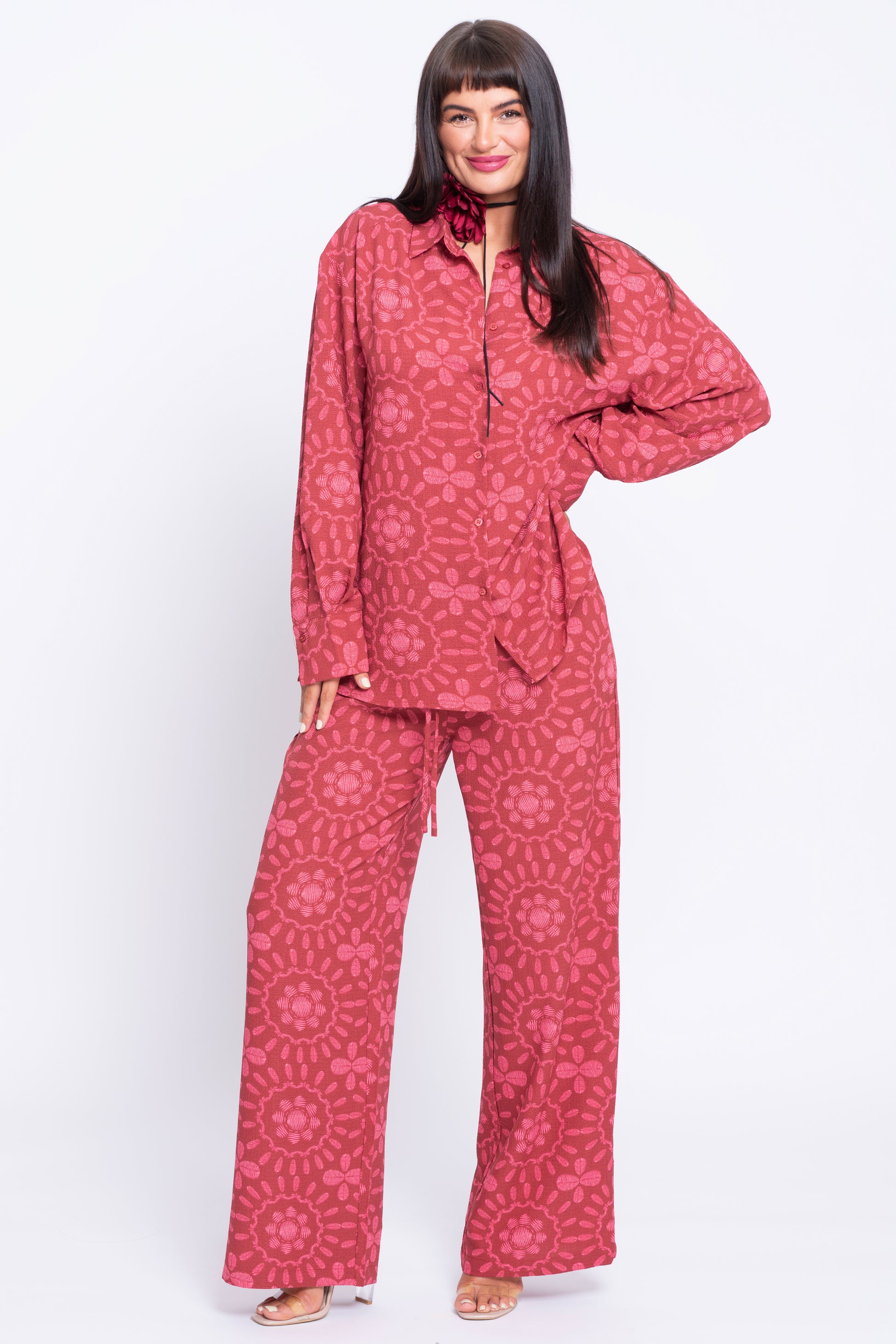 Rosalee pink shirt and trouser set