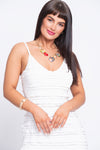 Verte de Terre stretch off white midi dress