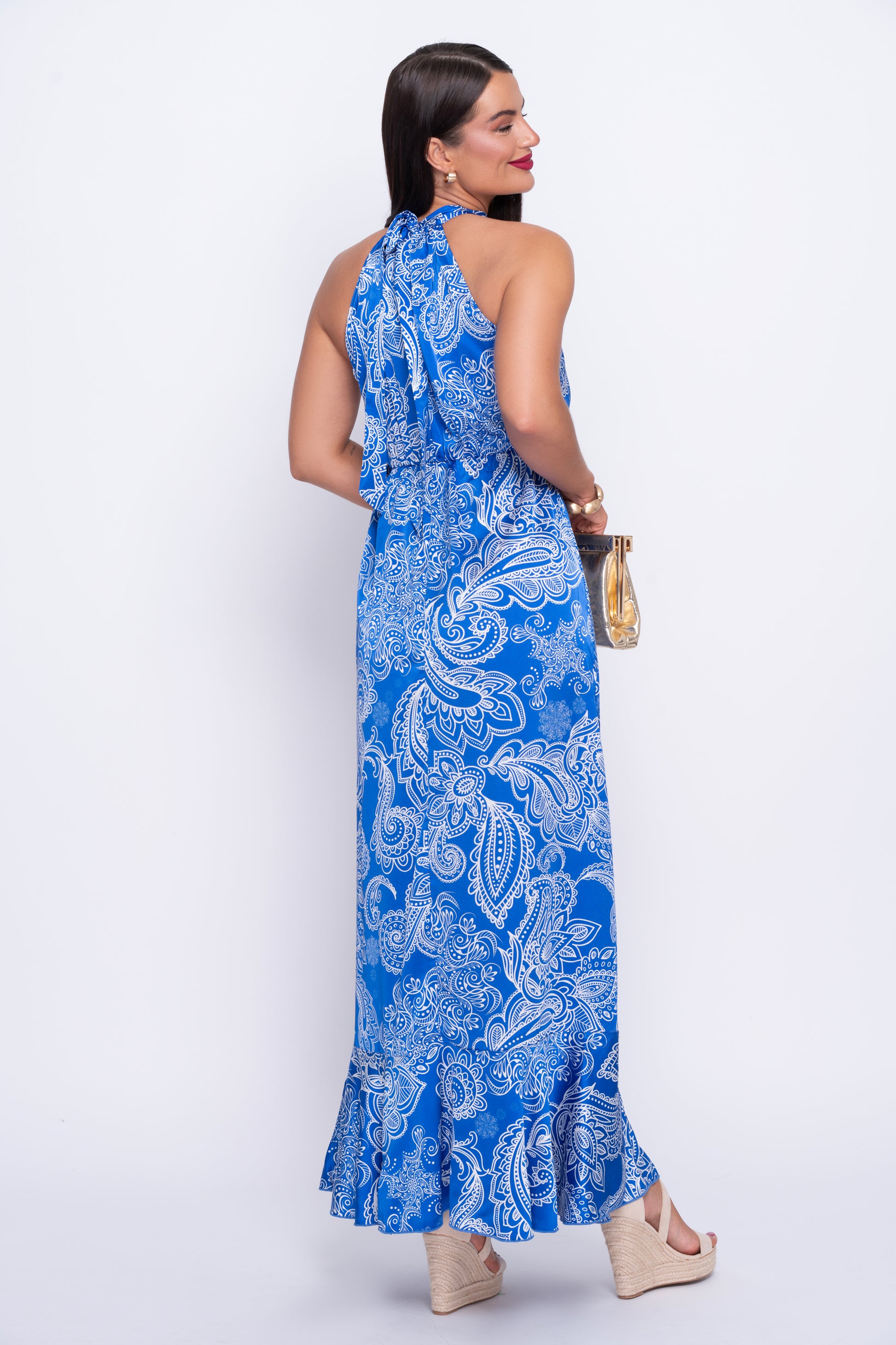 Paloma blue halter neck maxi dress