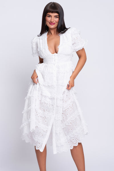 Blanca white Broderie Anglaise midi dress