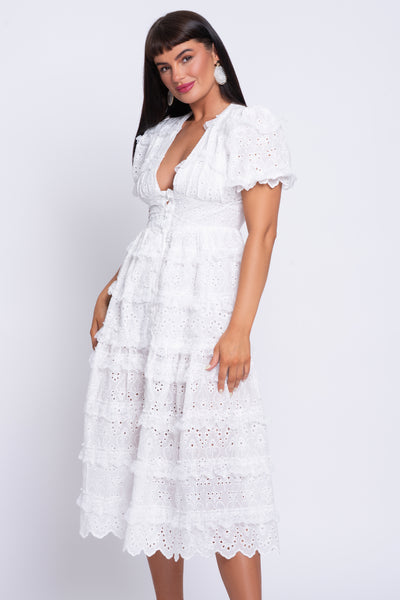 Blanca white Broderie Anglaise midi dress