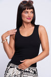Perla black sleeveless vest top