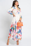 Flower Garden cream floral midi dress