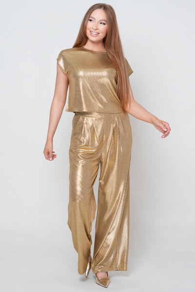 Bond Gold Metallic Trouser Suit