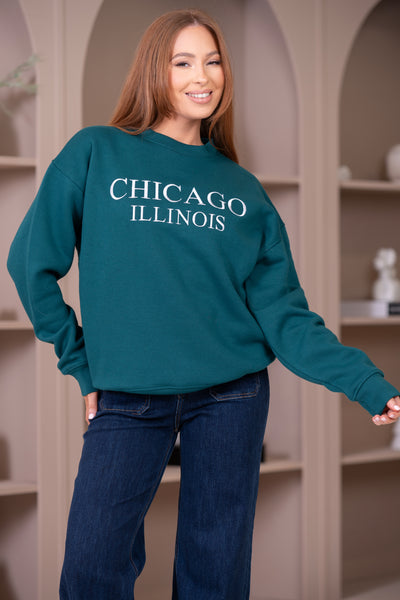 Chicago Teal Embroidered Logo Sweatshirt