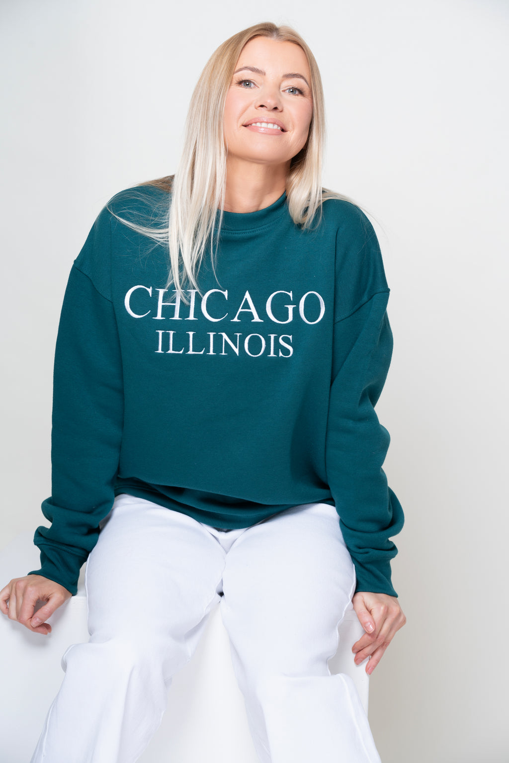 Chicago Teal Embroidered Logo Sweatshirt