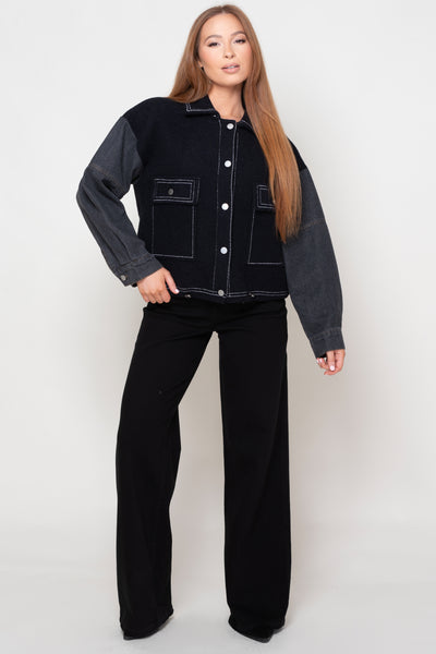 Ebony Jacket With Denim Sleeves