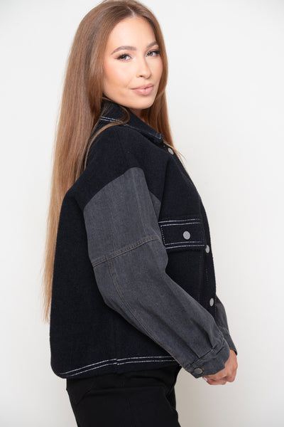 Ebony Jacket With Denim Sleeves