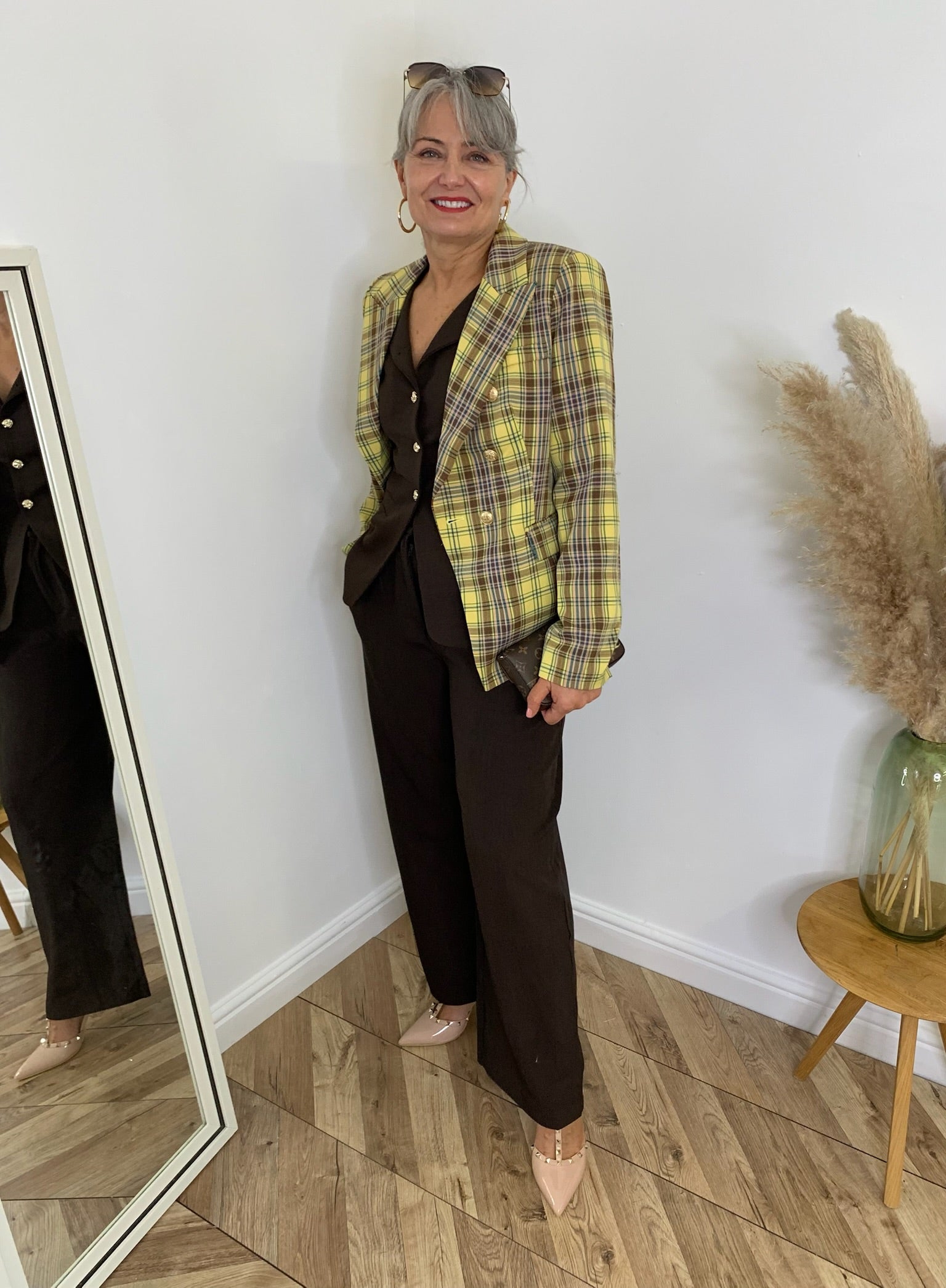 Sandringham mustard check lightweight blazer