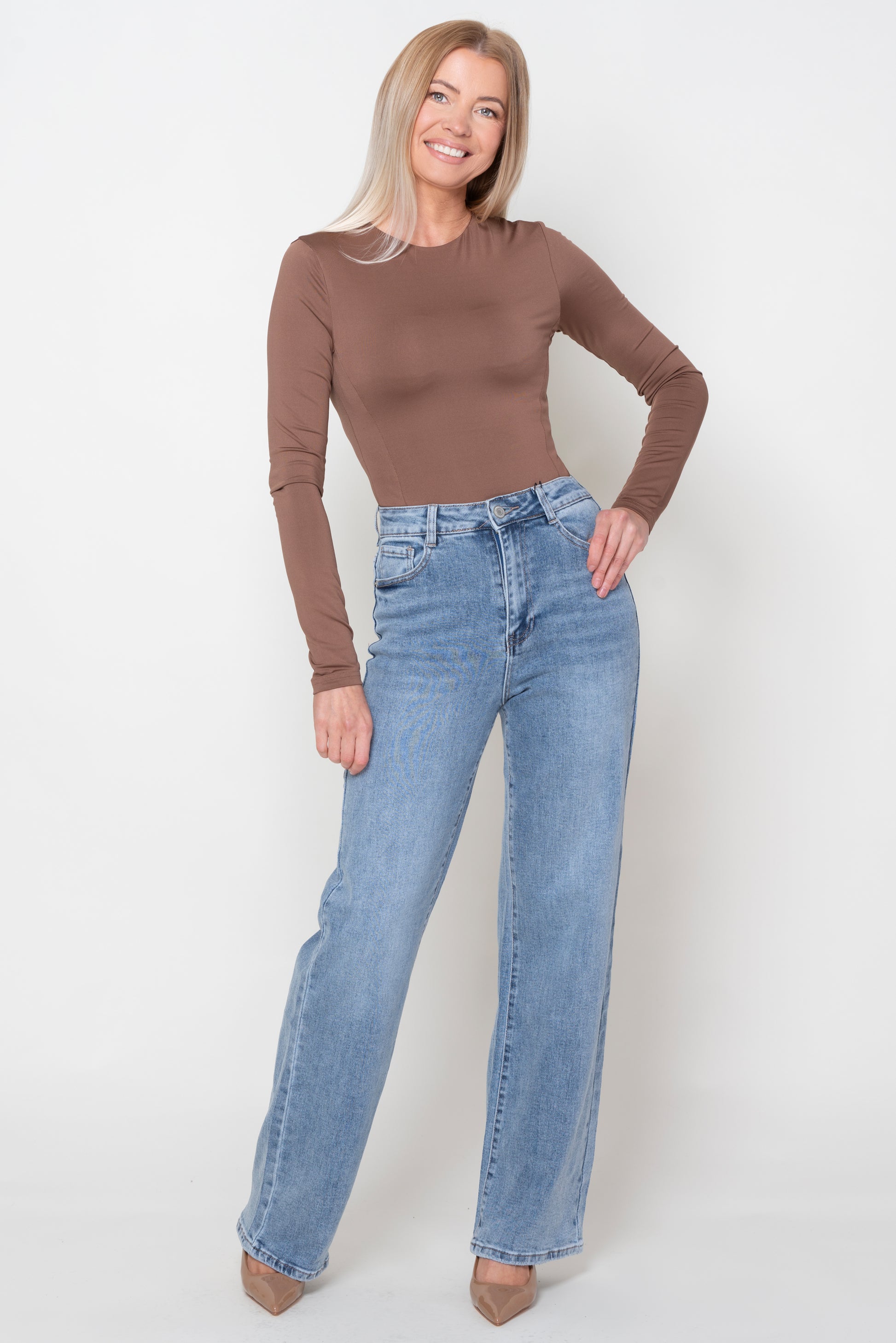 Jessie Light Blue High Rise Wide Leg Stretch Jeans