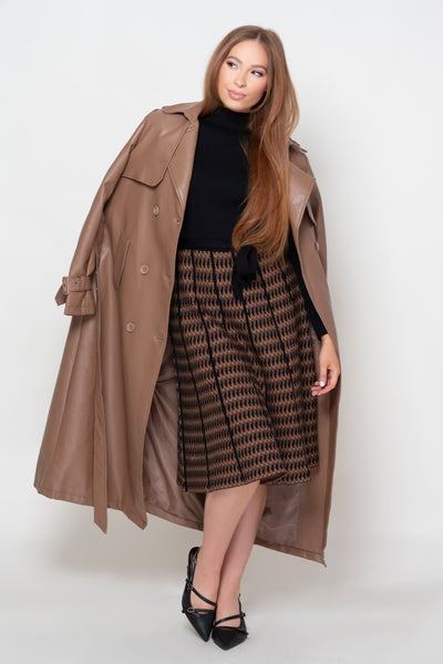 Kaffe Tan Pleather Trench Coat