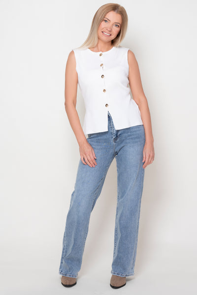 Kris White Fine Knit Waistcoat
