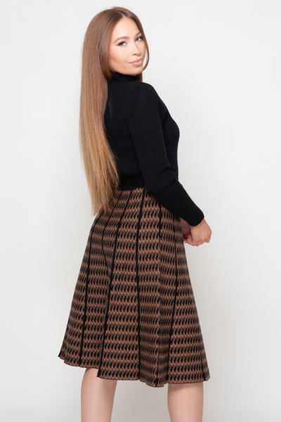Meredith black and tan knitted dress